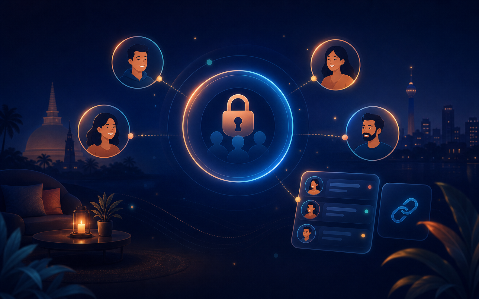 Illustration of private circles and invite-only group chat