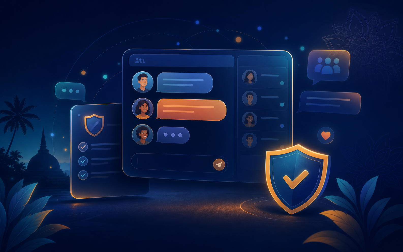 Illustration of safer guided chat controls and moderation