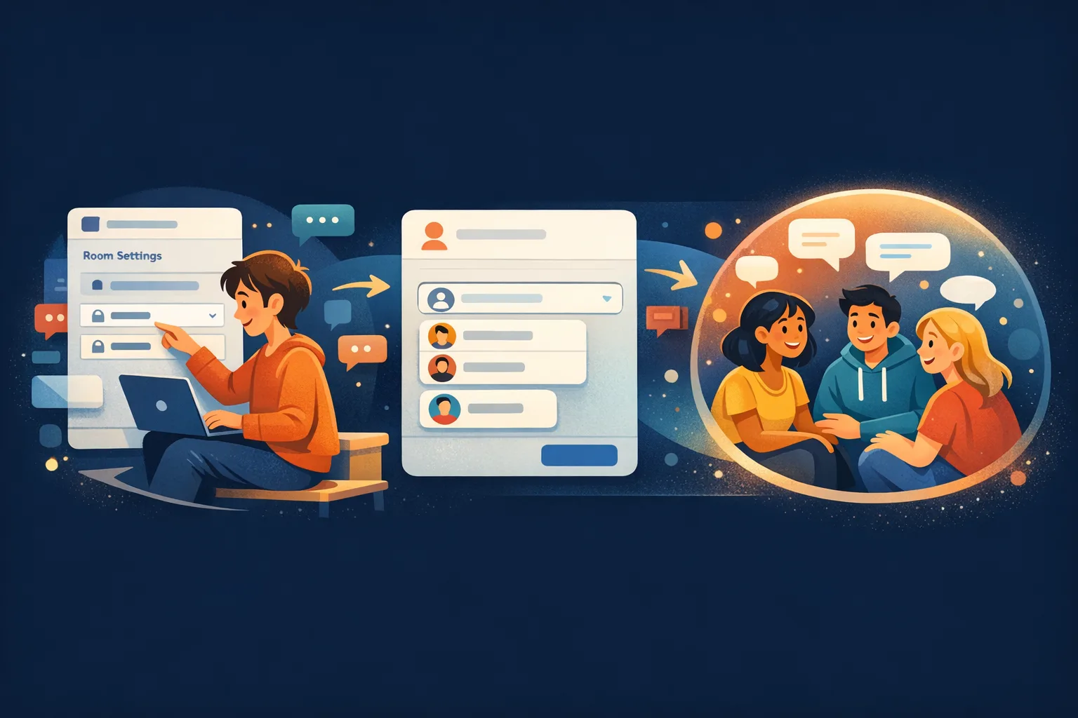 Illustration of creating a circle and inviting members